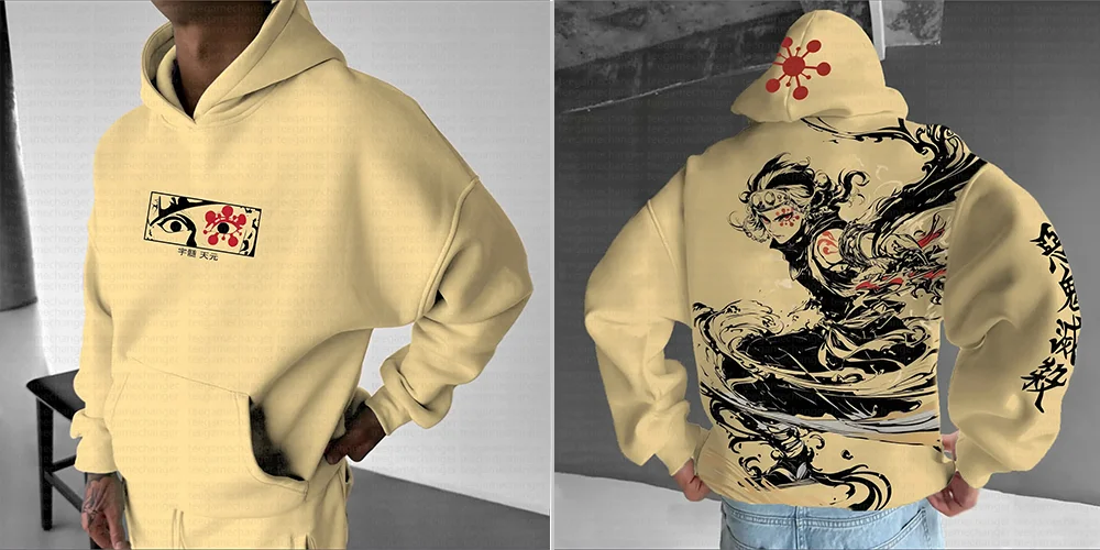 Bluza Demon Slayer - elastyczna bawełna, miękka w dotyku, przewiewna i przytulna, idealna na aktywne dni i noszenie na co dzień, stylowa bluza z kapturem.