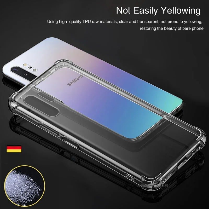 Airbag Anti Drop Phone Cases for Samsung Galaxy Note10 Note 10 Plus Lite 10Plus 10Lite 5G Soft Clear Shockproof Bumper Cover Bag