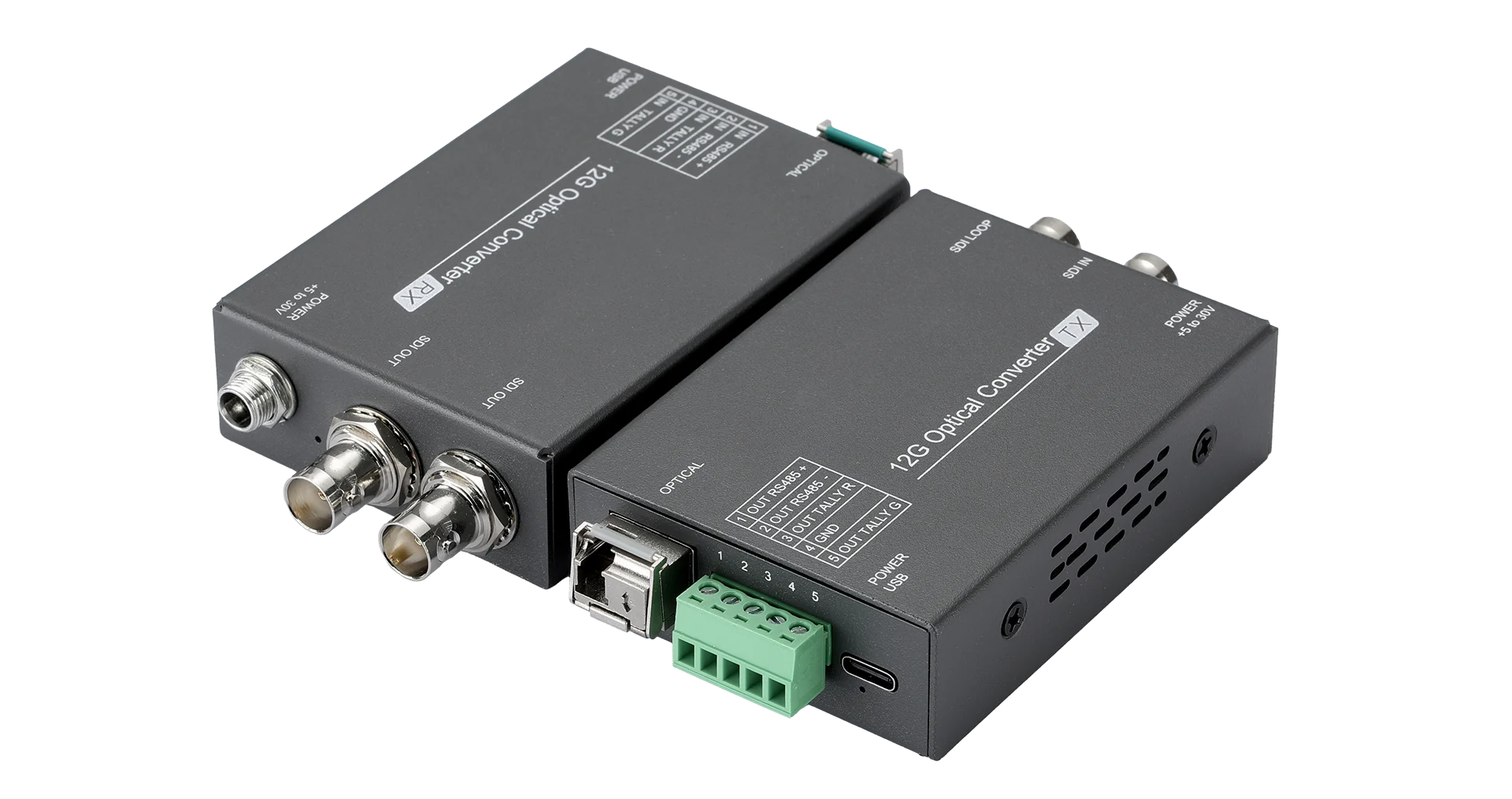 Broadcast 4K 12G SDI Fiber Transceiver with Tally and Data