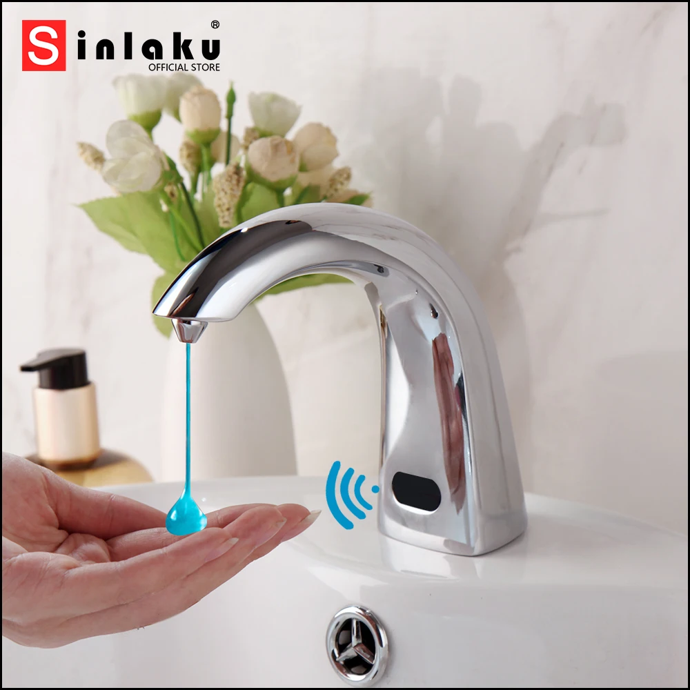 SINLAKU Bathroom Automatic Soap Dispenser Deck Mounted Stainless Steel With Touch-Free Liquid Sensor Automatic Sensor Accessorie