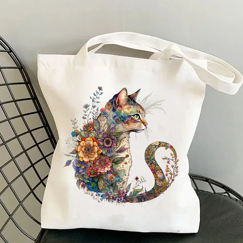 Sacola de grande capacidade feminina, amantes do gato, presente da mãe, bolsa elegante, bolsas de ombro femininas, sacola de compras do mercado, pet mamã