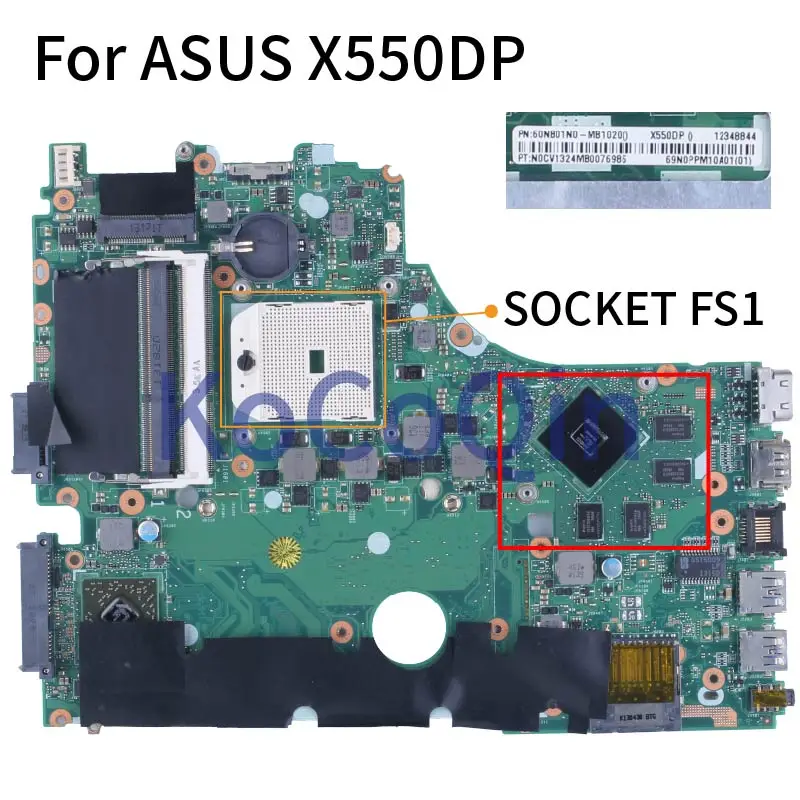 For ASUS X550DP Notebook Mainboard Socket FS1 X550/X750 X750DP X750DP K550D X550D K550DP DDR3 Laptop Motherboard Tested