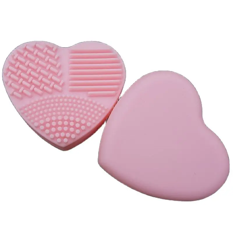 Heart Shape Makeup Brush Cleaner Glove Mat Silicone Cosmetic Brushes Cleaning Scrubber Board Brush Washing Pad, 5 Colors