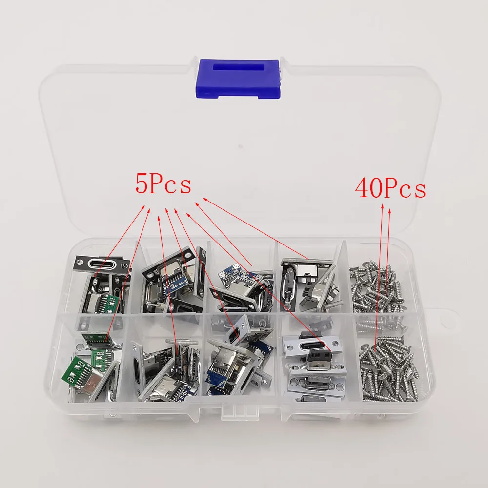 1 صندوق USB 3.1 نوع C المقبس 2Pin /4Pin /6Pin موصل سالب مع تحديد لوحة نوع-C USB جاك ميناء الشحن #1
