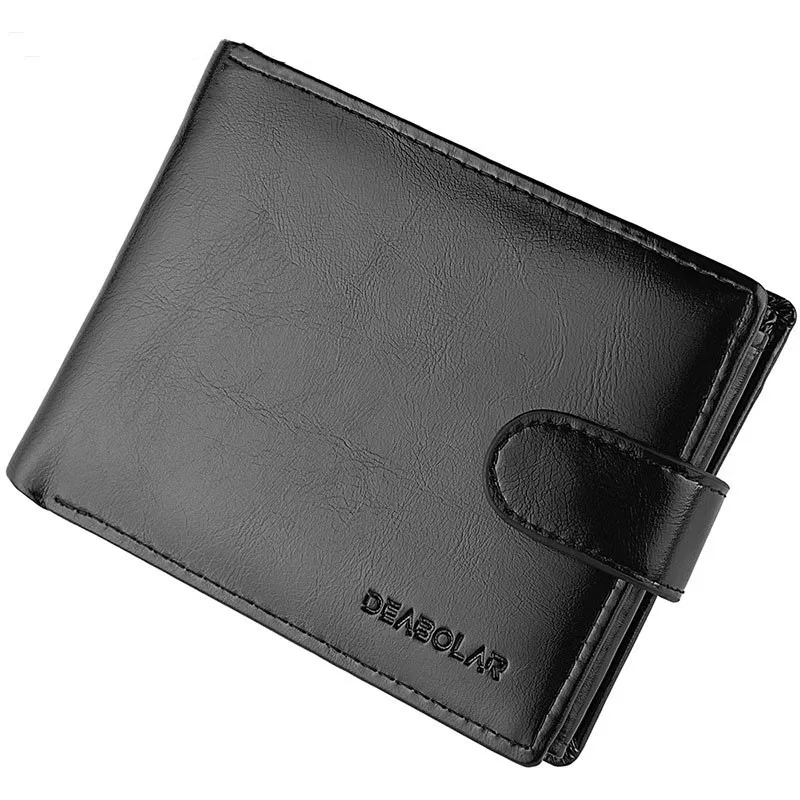 Men's Classic PU Leather Short Vintage Zipper Buckle Bank ID Credit New Pocket Man Sample Style Change Card Holders Wallet