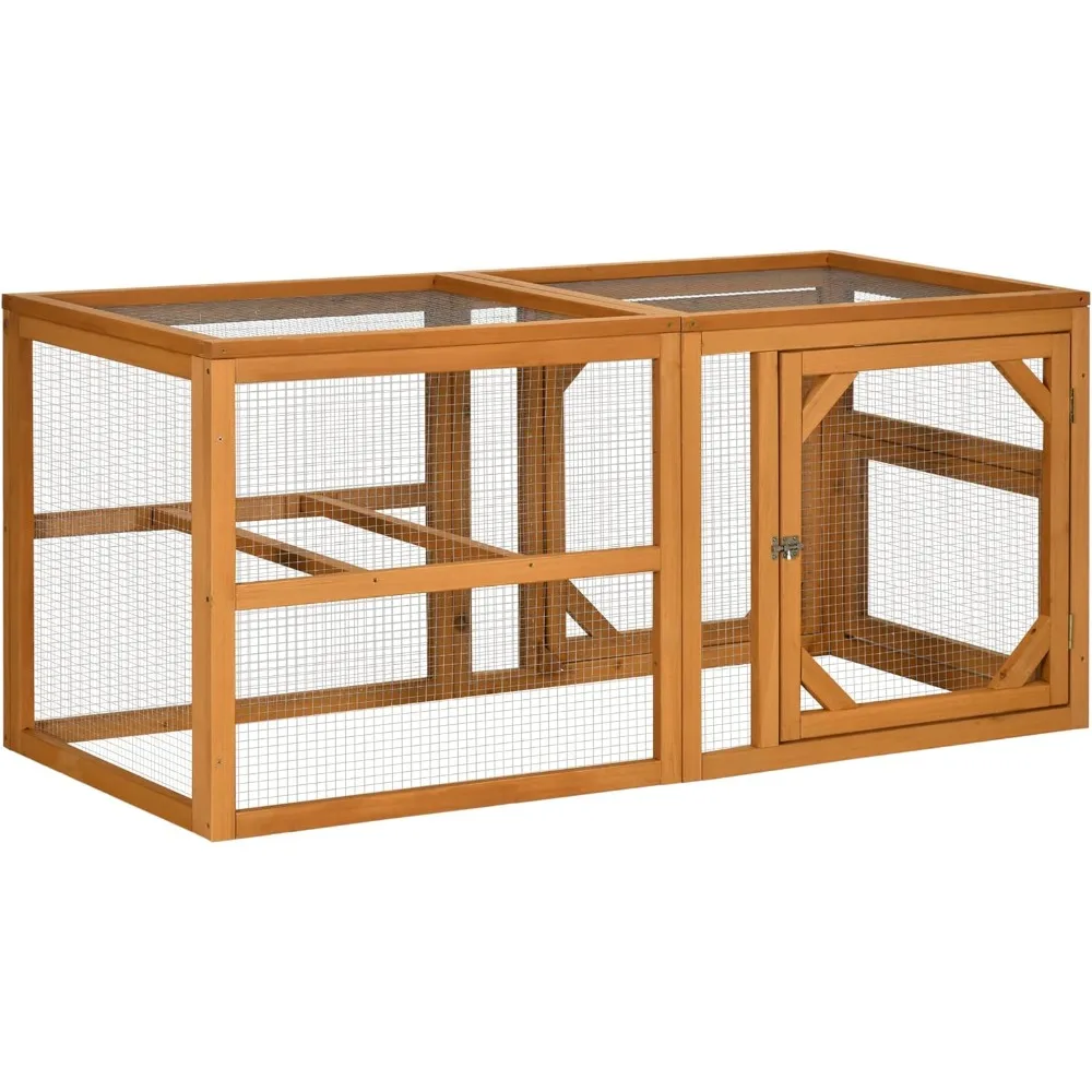 

55 Wooden Chicken Coop Add-on Expansion, Mini Chicken Coop Outdoor Chicken Run Hen House with Combinable Design