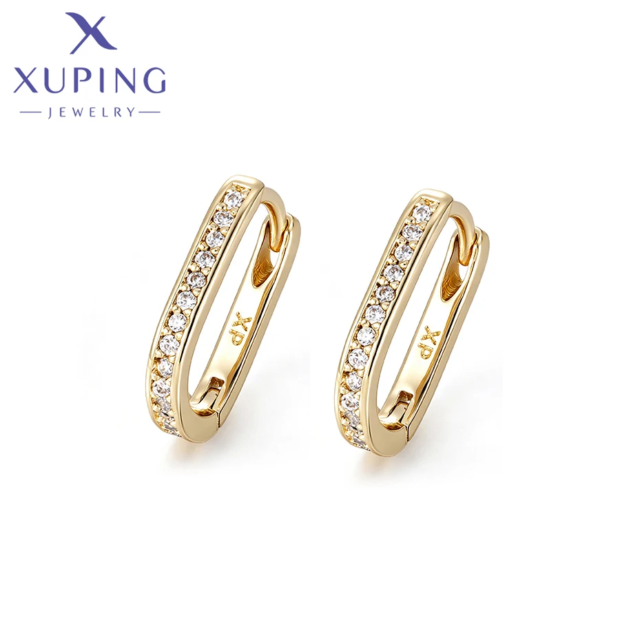 Xuping Jewelry Fashionable Exquisite Light Gold Color Huggies Earrings for Women Party Gifts X000706644