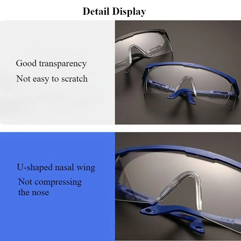 Chemical Goggles Wide Vision Safety Goggles Adjustable Temples Eye Shied Lab Laboratory Glasses Safety Protection Accessories