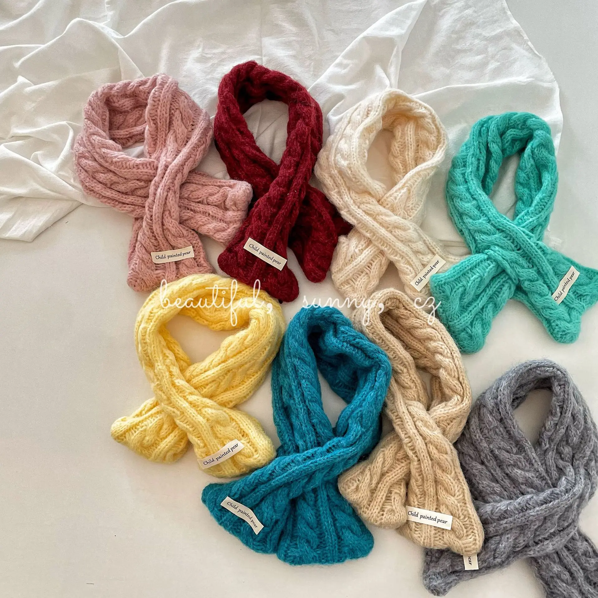 Japanese Vintage Knitting Warm Soft Solid Twists Literature and Art Boys and Girls Wool Cross Scarves