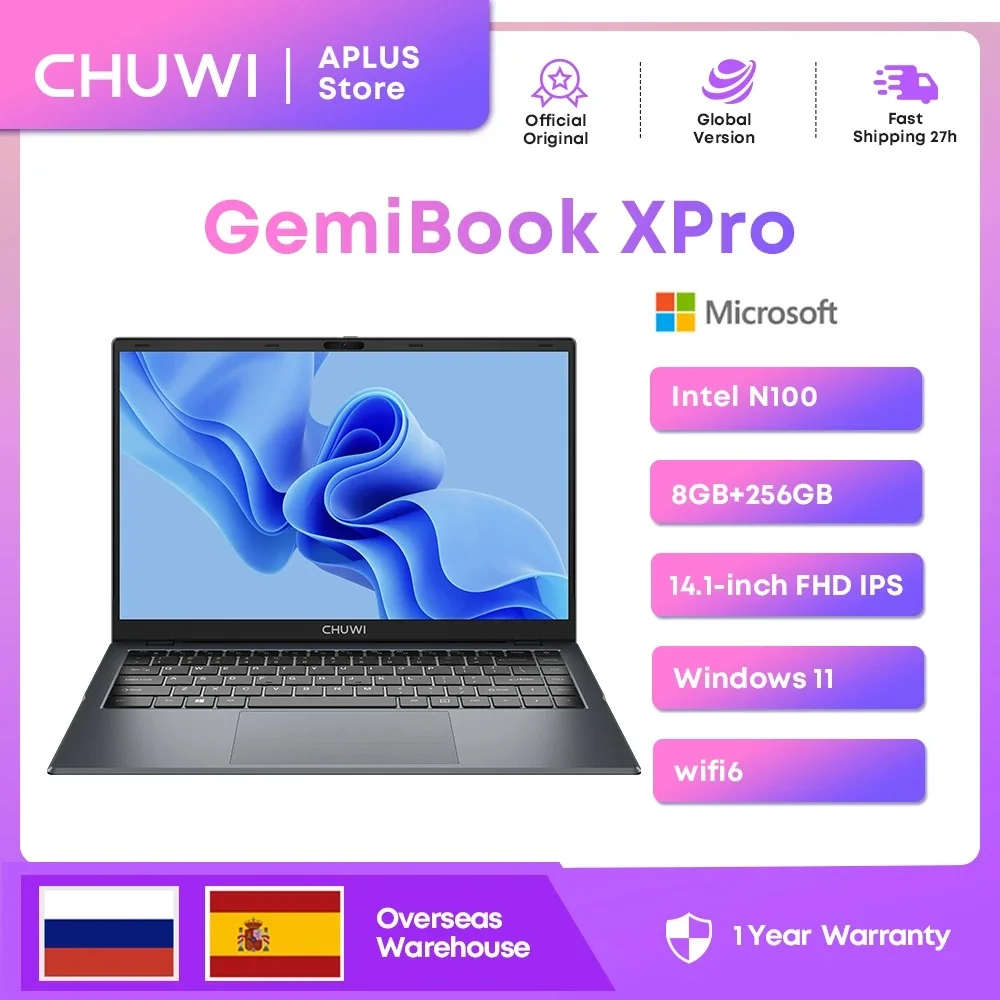 CHUWI GemiBook Plus Laptop 15.6" Intel N100 Graphics for 12th Gen 1920*1080P 8GB/16GB RAM 256GB/512GB SSD Windows 11 Laptops