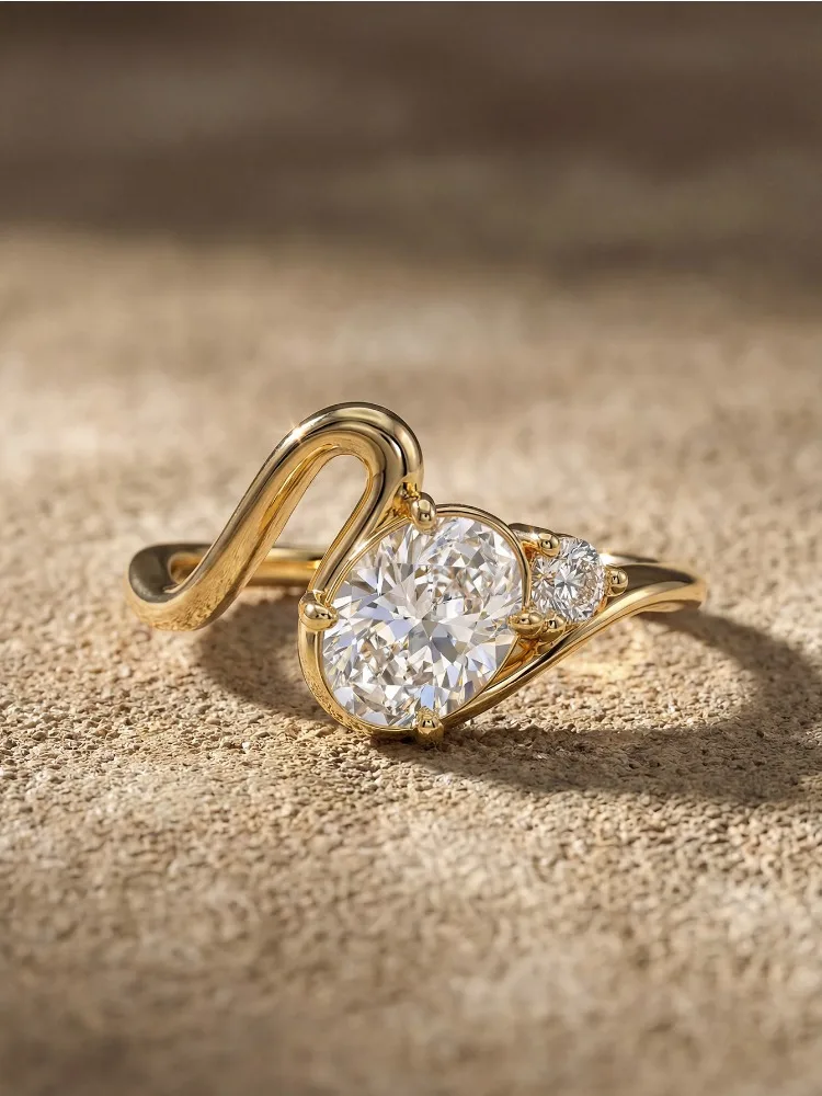 

925 Sterling Silver Simple Shiny Fashion Wave Oval Zircon Ring For Women Engagement Party Luxury High Quality Fine Jewelry Gifts