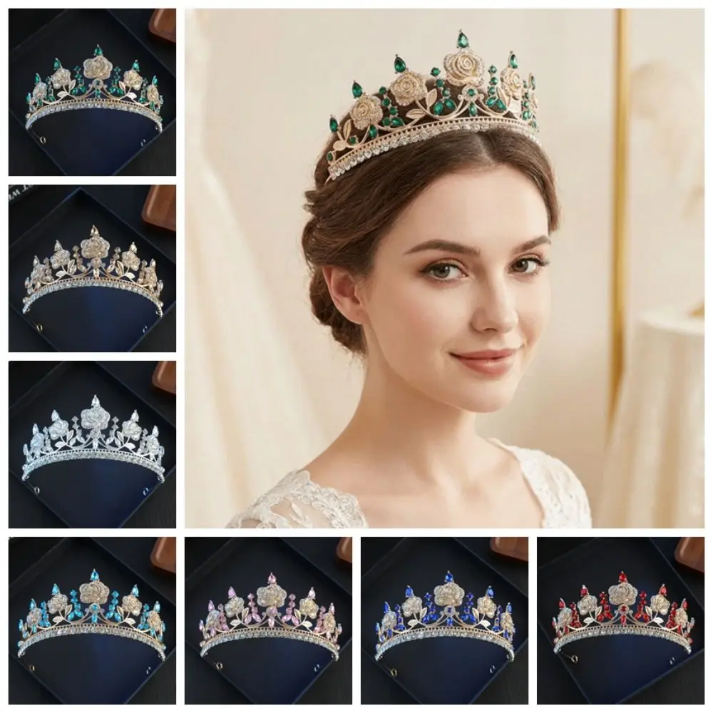 Sparkling Baroque Crystal Crown Elegant Dazzling Luxury Crystal Tiara Shiny Gorgeous Baroque Queen Tiaras Gorgeous Accessories