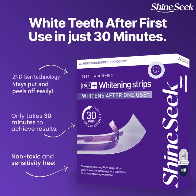 20Pcs/10Pairs New Formula 30-Minute Rapid Whitening Purple Pap+ Teeth Strips, Non-Peroxide, Gentle Whitening of Teeth, Second Generation Purple Teeth Strips Technology for a More Snug Fit on Teeth, Suitable for Neutralizing Tooth Yellowing, Rapid Whitening, and Achieving a Dazzling Smile