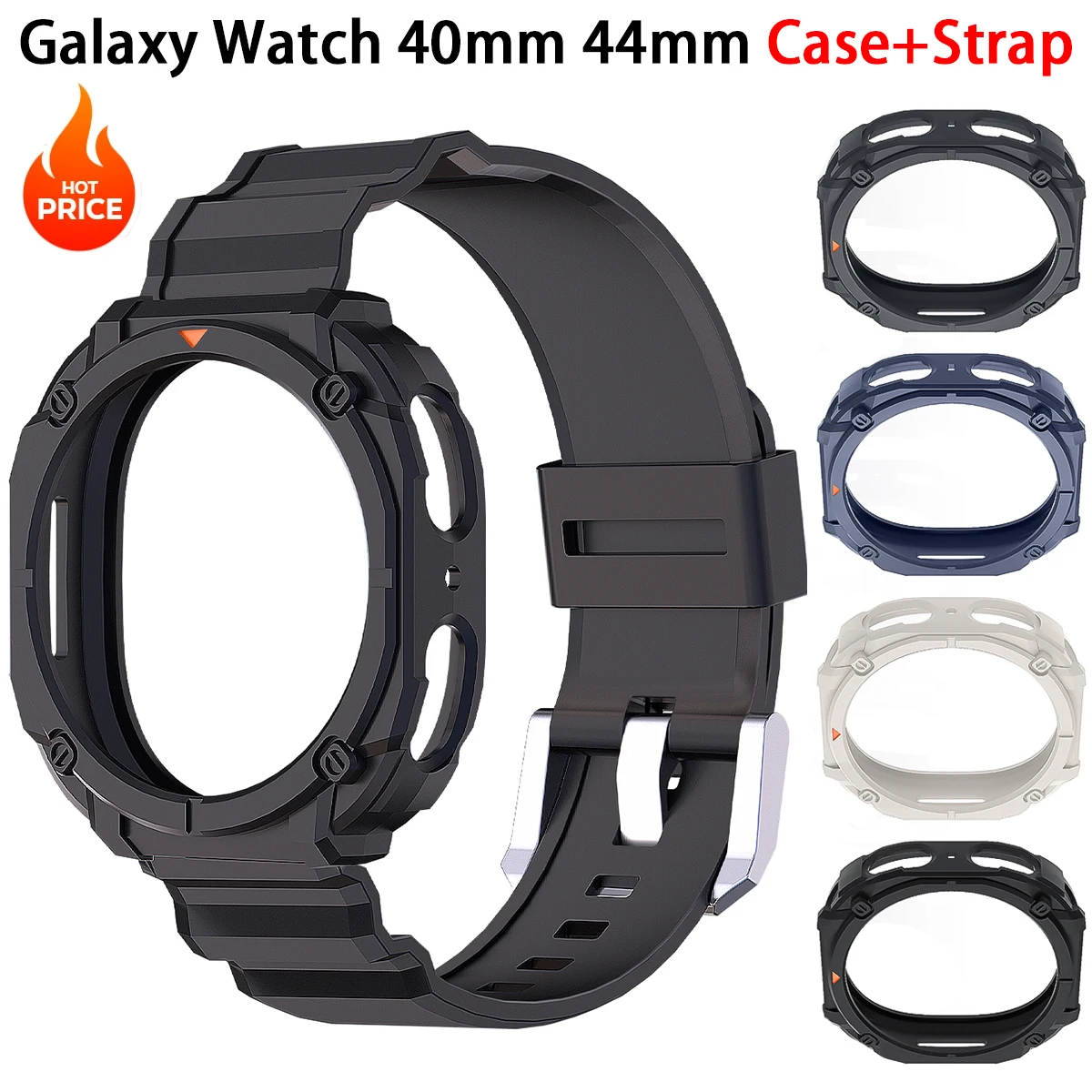 

Силиконовый ремешок + чехол для Samsung Galaxy Watch 8, 40 мм, 44 мм, спортивный браслет из ТПУ с петлей, защитный чехол для экрана Galaxy Watch 8