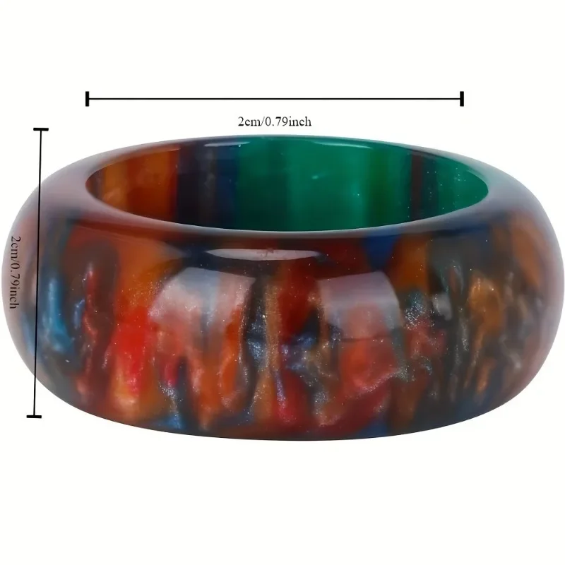 1pc Colorful Acrylic Ring, Retro Ring For Girls, Holiday Party Gift image 2