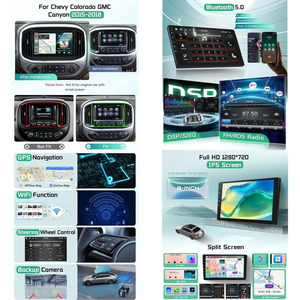 

4G + 64G 5G Wi-Fi для Chevy Colorado GMC Canyon 2015-2018 Автомобильный радиоприемник с DSP Wireless Carplay Android Auto, 9 "1280P Touchsc