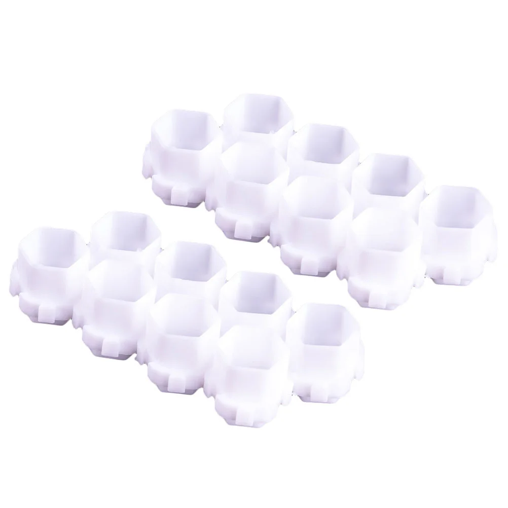 200pcs Spliceable Honeycomb Color Cup Ink Cup Paint Cup Pigment Cups Plastic Ink Cup for Painting Use (White)