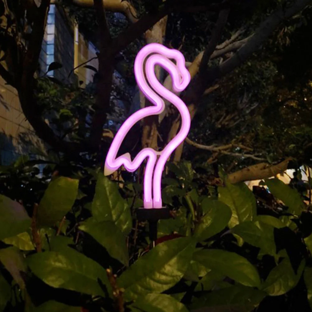 

2Pcs Solar Flamingo Garden Decor For Outside Cactus Garden Decor Outdoor Neon Plastic Durable Powered for Yard