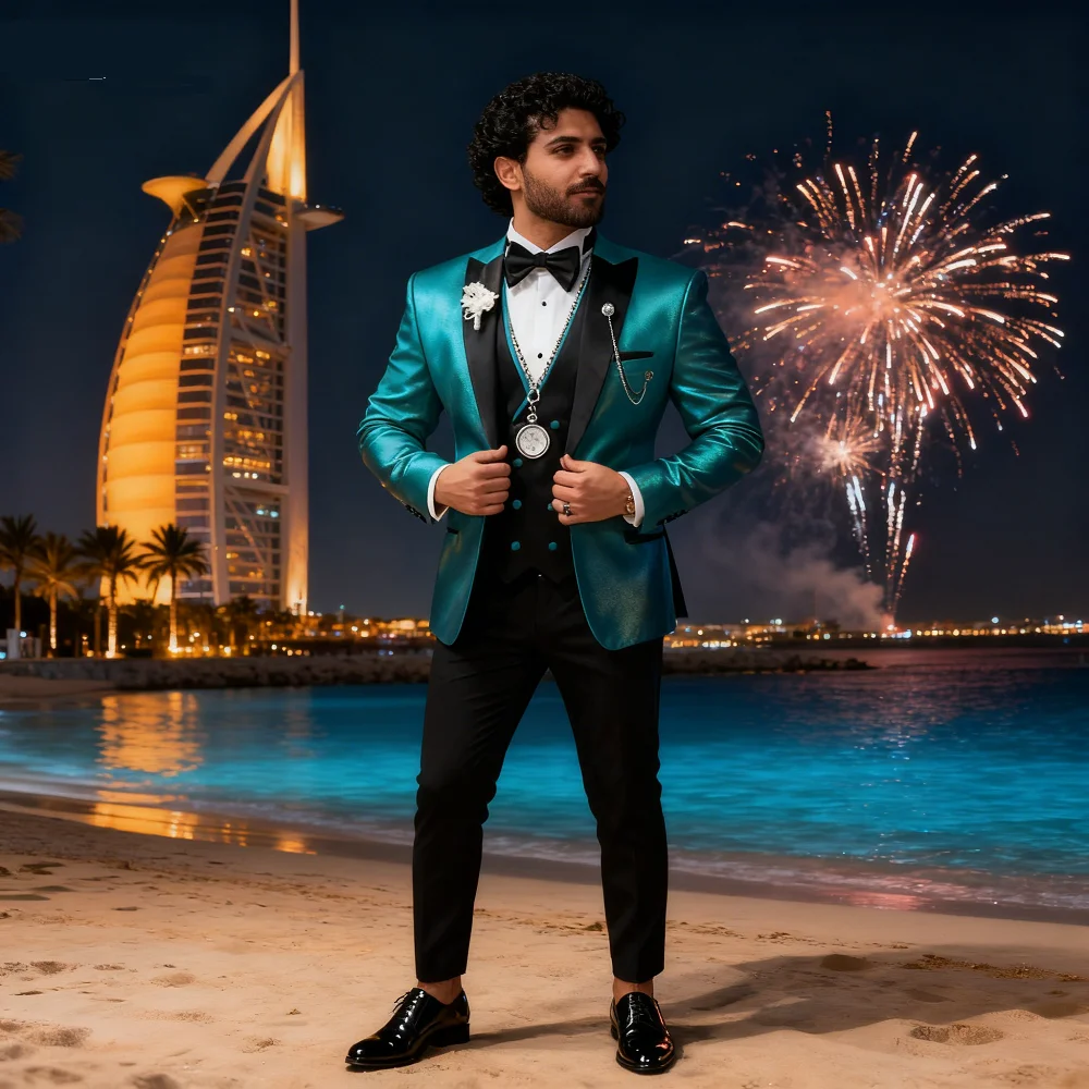 Abiti da sposa da uomo in 3 pezzi con risvolto a punta doppio petto giacca da smoking gilet pantaloni sposo business fashion party set