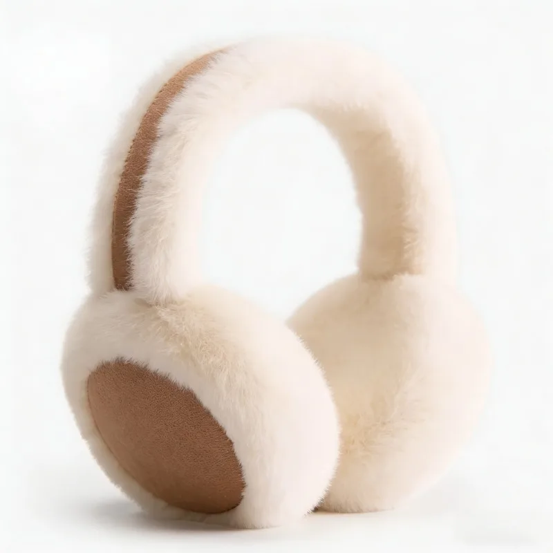 For Winter Warm Headphones Muffs Woman Cover Wool Plush Earmuffs Ear Warmers Women New Khaki Fashion Sheepskin Fur Earmuffs
