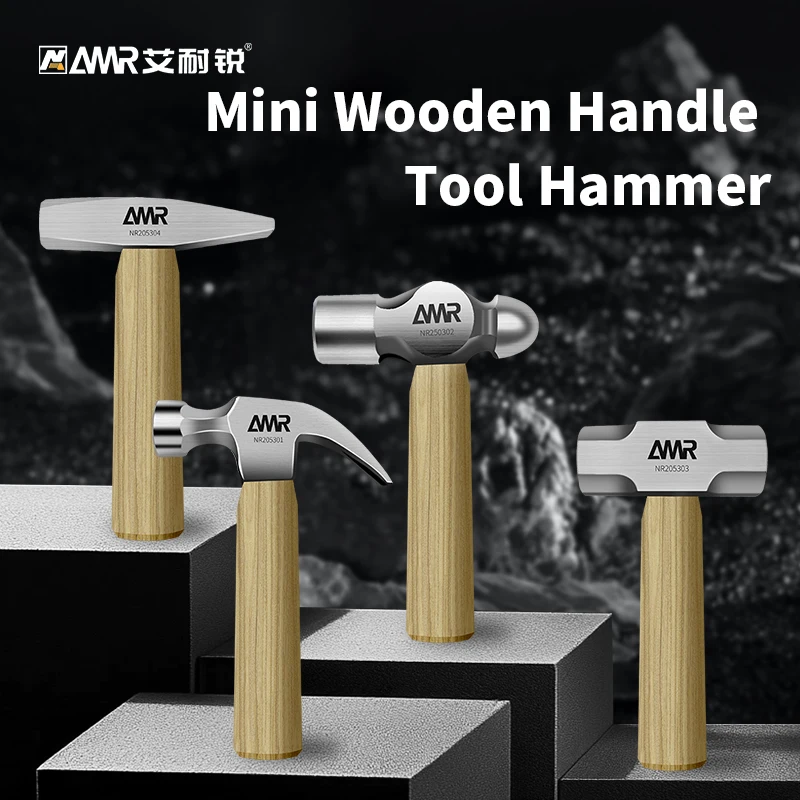 AMR Martillo de garra con mango de madera y cabezal de martillo de acero con alto contenido de carbono Martillo pequeño de 8 OZ Mini martillo para casa y bricolaje
