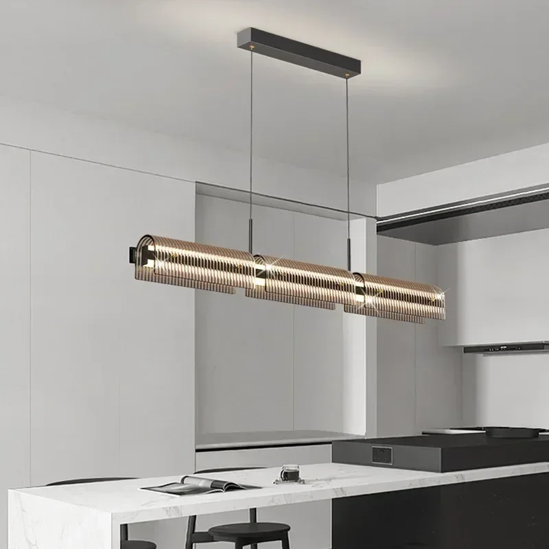 AZ Italian Minimalist Chandelier Modern Straight Strip Light Fixture For Dining Table Bar Counter Contemporary Kitchen