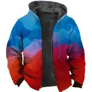 

Hip Hop New Multicolor 3D Print Winter Long Sleeve Hoodies Zipper Jacket outdoors Outerwear Men Fleece Jackets Warm Coats