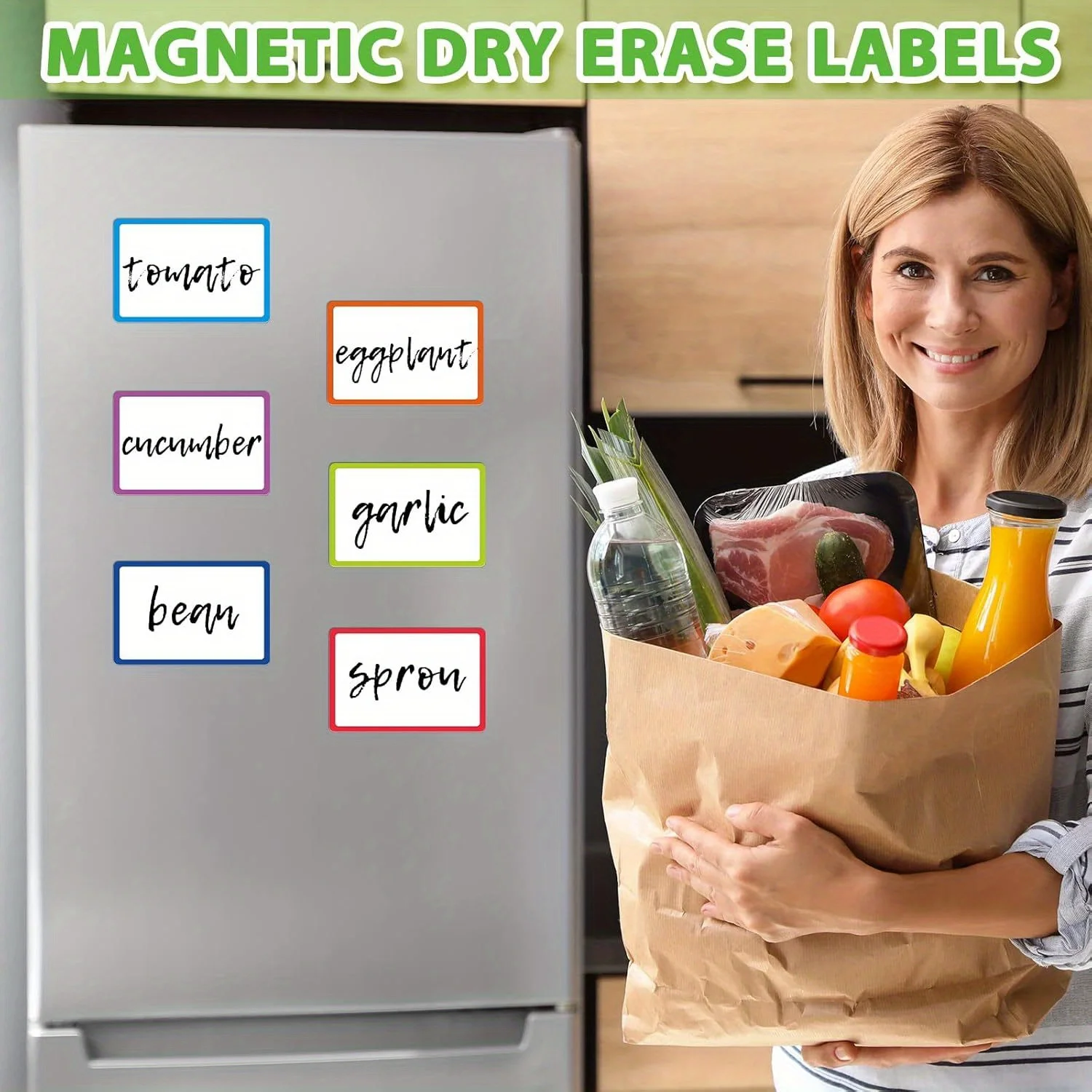 

6pcs Magnetic Dry Erase Labels, Blank, Color Borders, Reusable, with Magnetic Name Tags for Home,Office,Classroom,Christmas