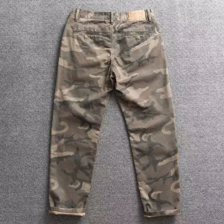 Plus Size 42 44 100% Cotton Camouflage Workwear Pants for Men American Vintage Straight Casual Trousers High Quality Heavyweight