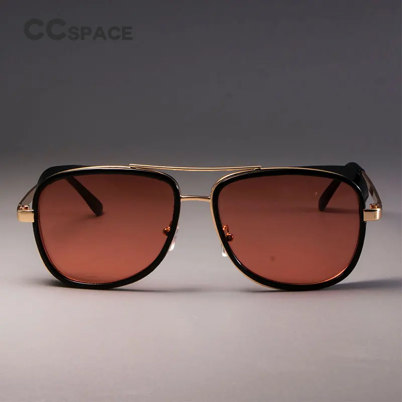 CCSPACE Steampunk Sunglasses Men Mirrored Brand Designer Glasses Fashion Eyewear Shades UV Protection view 2