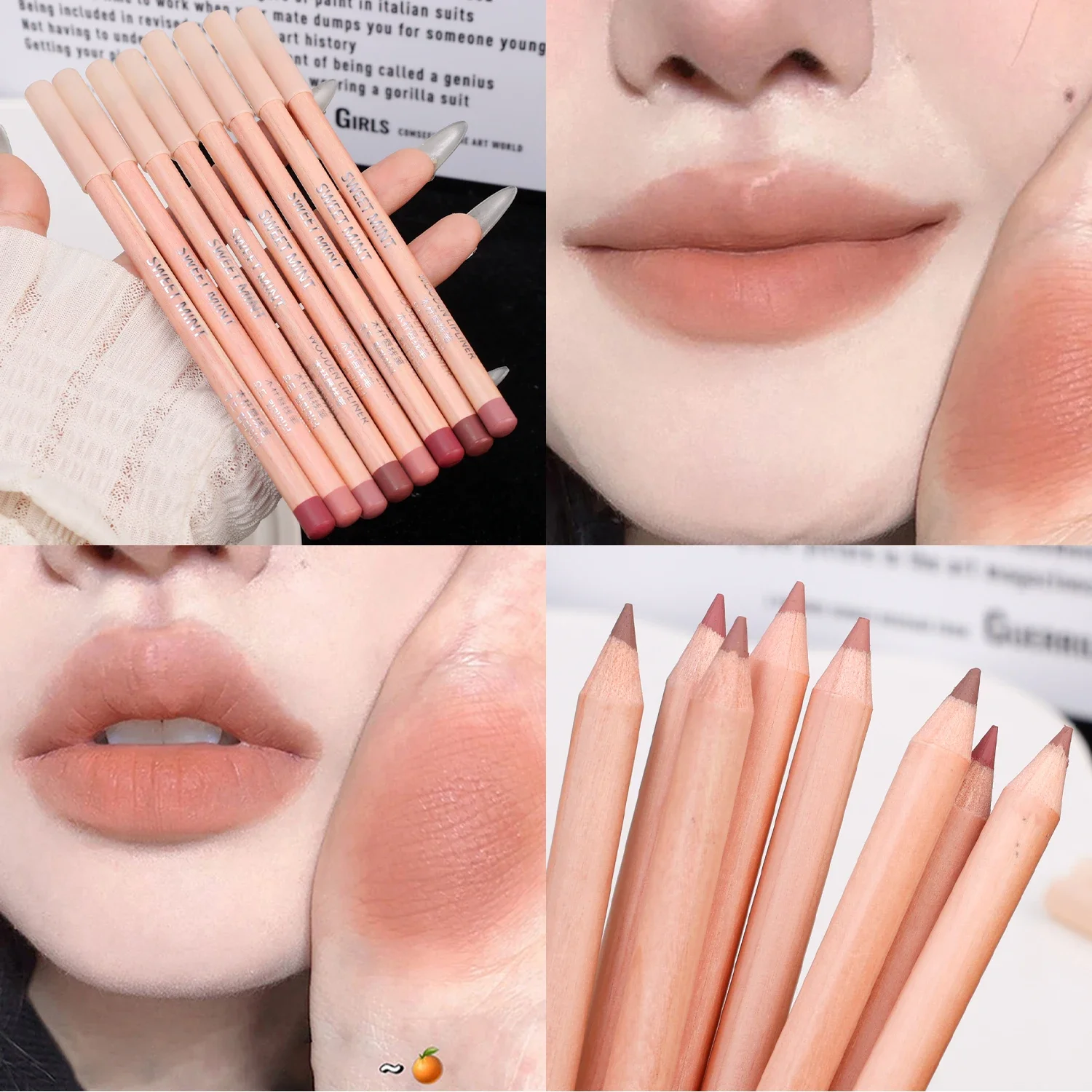 Waterproof Rose Brown Lip Liner Pen Outline Lips Shape Nude Matte Lipstick Pencil Long Lasting Velvet Lipliner Cosmetic Makeup