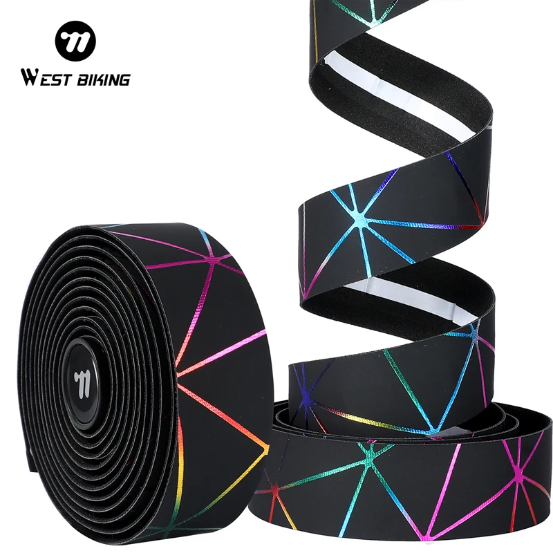 غرب ركوب الدراجات دراجة المقود الشريط لينة إيفا بولي Bike دراجة شريط الشريط المهنية الدراجات التخميد المضادة للاهتزاز التفاف مع 2 بار المقابس #6