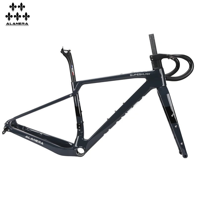 

Cement Grey-2025 New ALANERAl Gravel carbon fiber bicycle road frame, off-road melon bike T47 mid-axle threaded frame
