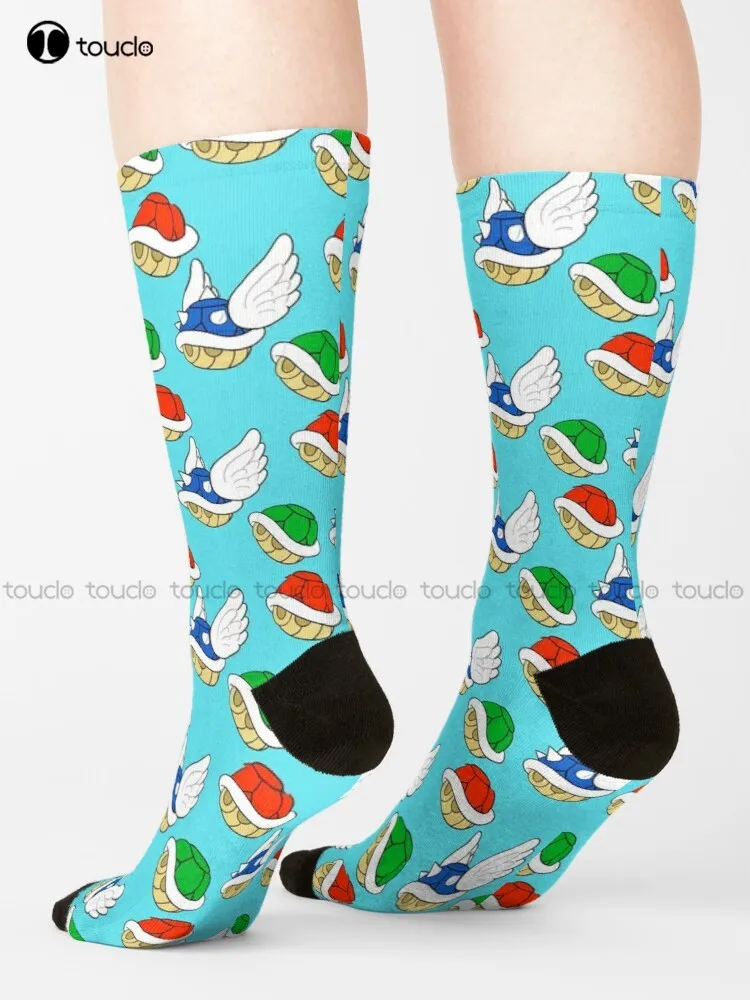 Shells Pattern (Blue) Socks Christmas Socks Unisex Adult Teen Youth Socks 360° Digital Print Harajuku Gd Hip Hop Gift Retro Art