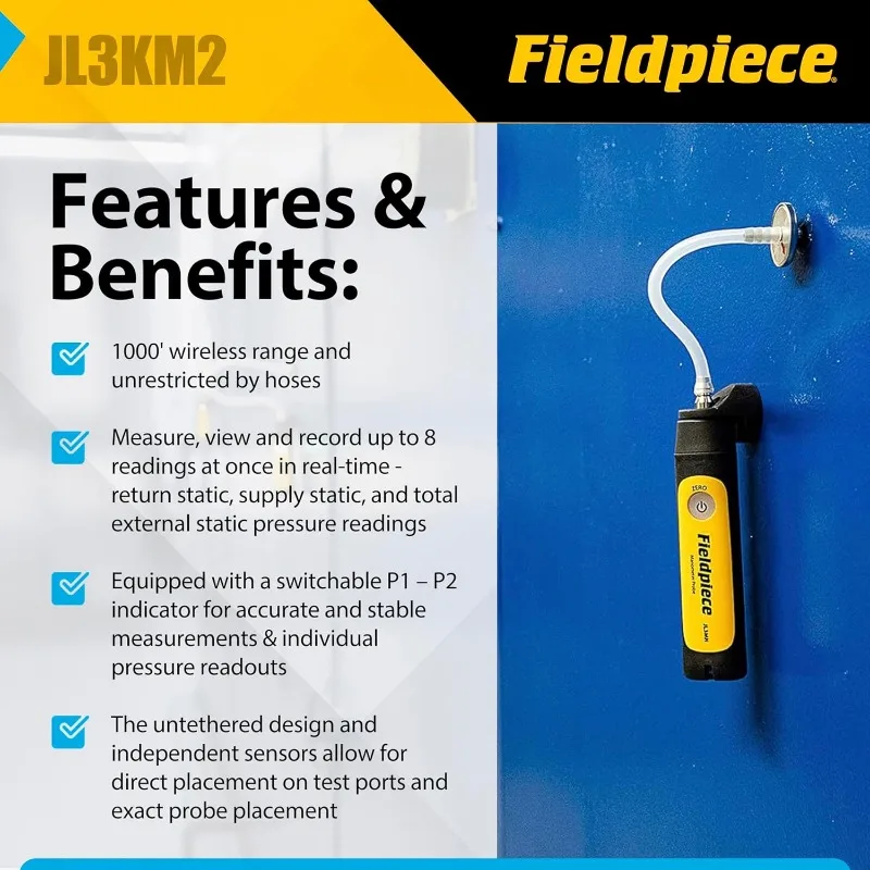 System Dual Port Manometer Probe Kit - JL3KM2 - Long Range Wireless All-in-One Static, Gas and Draft Press image 2