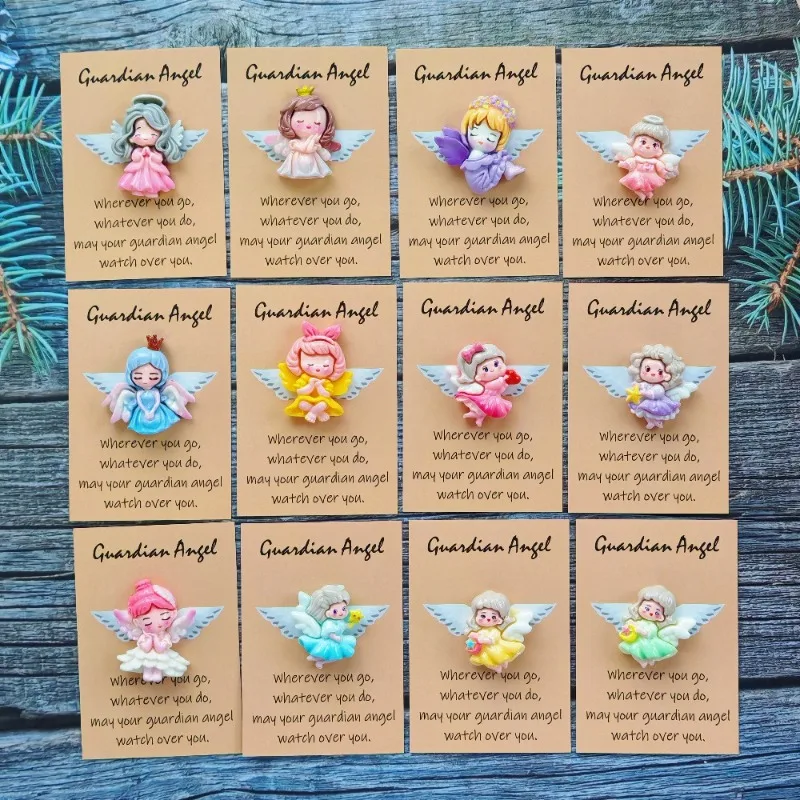 12-Piece Cute Mini Angel Themed Fashion Jewelry Set with Motivational Angel Greeting Cards Ideal Warm Encouragement Gift for Bes