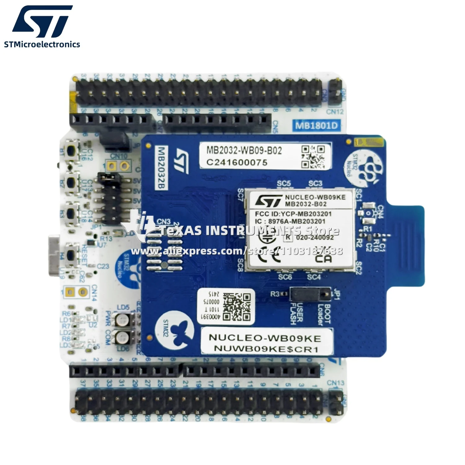【TI الرسمي】لوحة تطوير NUCLEO-WB09KE STM32 Nucleo-64 مع STM32WB09KE MCU وSMPS، تدعم Arduino وST morpho