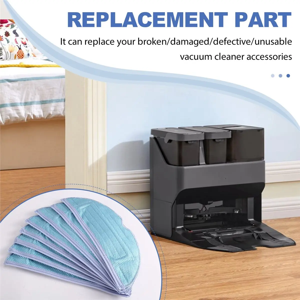 Microfiber Wave Pattern Fish Scale Mop Replacement Pads for S7 / S7+ / S7 MaxV / S8/S8+ Robot Vacuum
