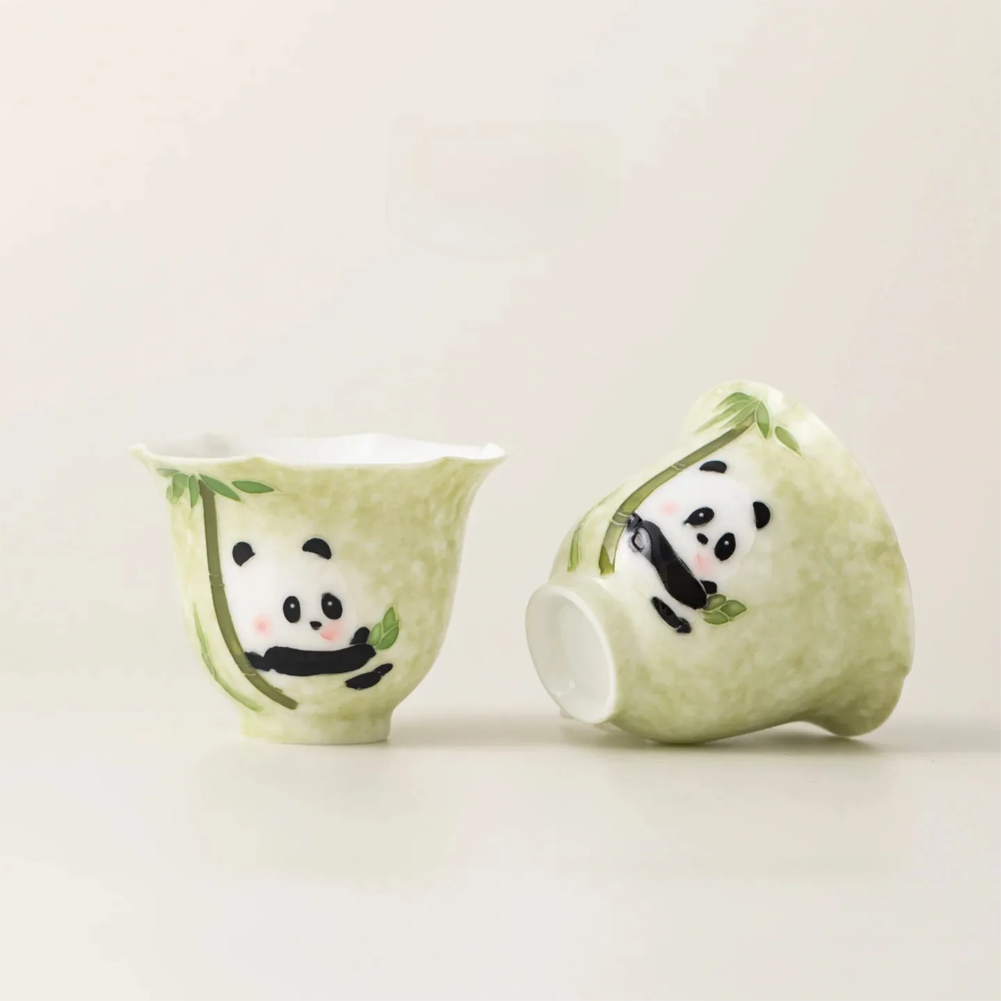 d-painted Panda Pattern Ceramic Cup, Home Use Host Cup, Guest Tea Cup, Single Gung Fu Tea Cup