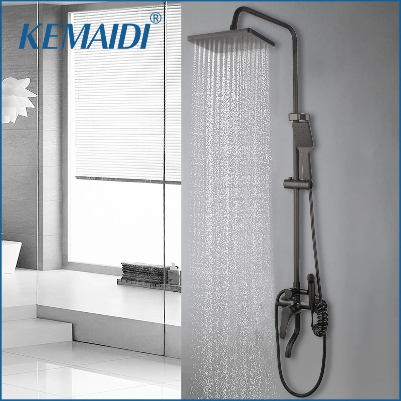 

KEMAIDI Matte Black Rainfall Shower Faucet Set Bathtub Shower Systerm W/bidet Spray Faucets Exposed Shower Systerm For Outdoor