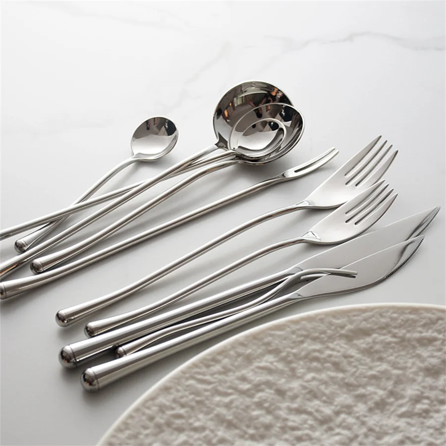 304 Stainless Steel Mirror Tableware, Western-style Knife, Fork and Spoon Set, Inposing Artifacts Household, Simple Design