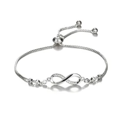 Fashion Zircon Endless Love Infinity Bracelets For Woman Crystal Chain Bracelets Adjustable Party Jewelry Valentine's Day Gift