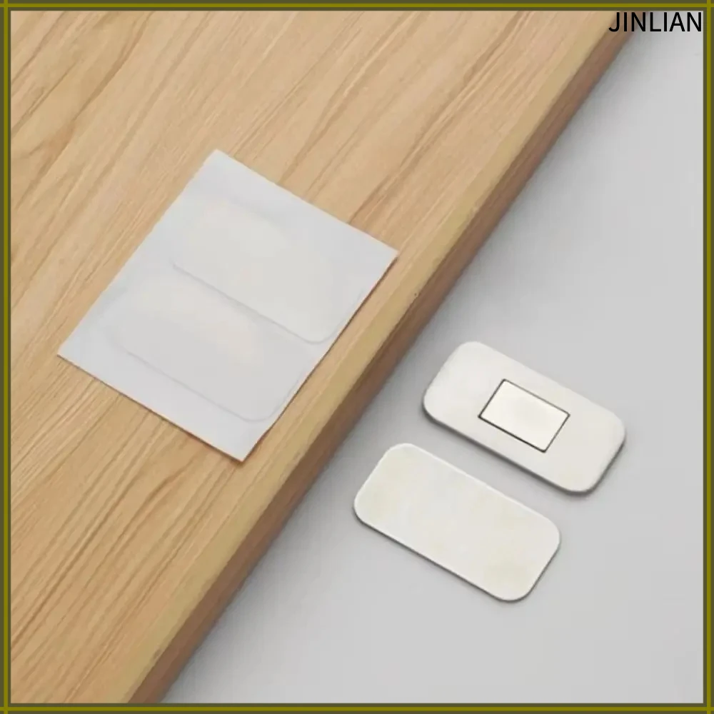 1 Set Ultra-Thin Magnetic Cabinet Door Catch Stainless Steel Self-Adhesive Drawer Magnet Strong Magnetic Quiet Closure