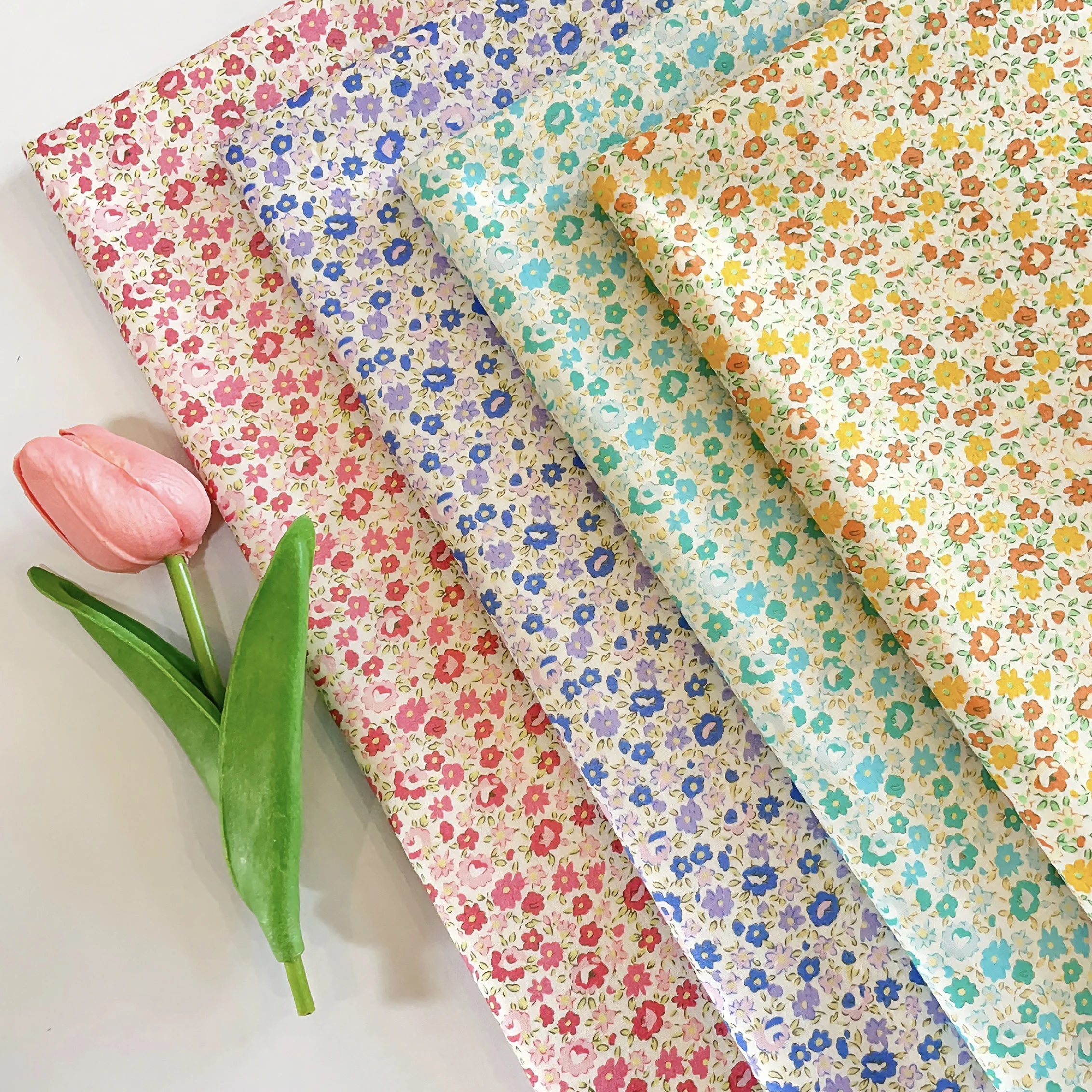 Ditsy Floral Print Cotton Fabric Soft Breathable Material for Sewing Dresses Blouses Baby Clothes Home Decor Sold by the Meter