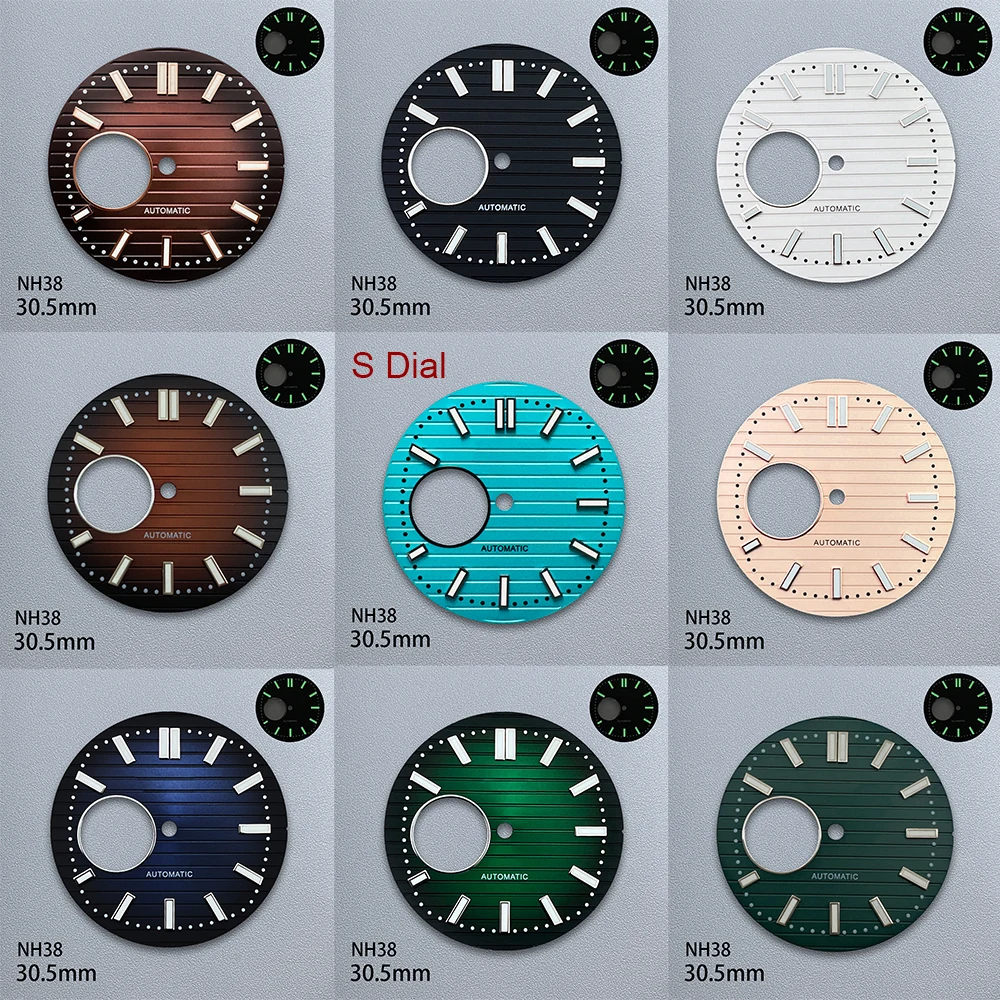 

30.5mm S Logo Hollow Dial Fit NH38/NH35/NH36 Japanese Movement Green Luminous High-Quality Watch Modified Accessories
