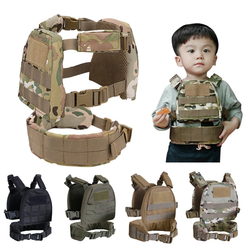 Kids Airsoft Molle Vest Camouflage Tactical Bulletproof Vests Military Uniforms Combat Armor Molle Airsoft Suit With Patrol Belt