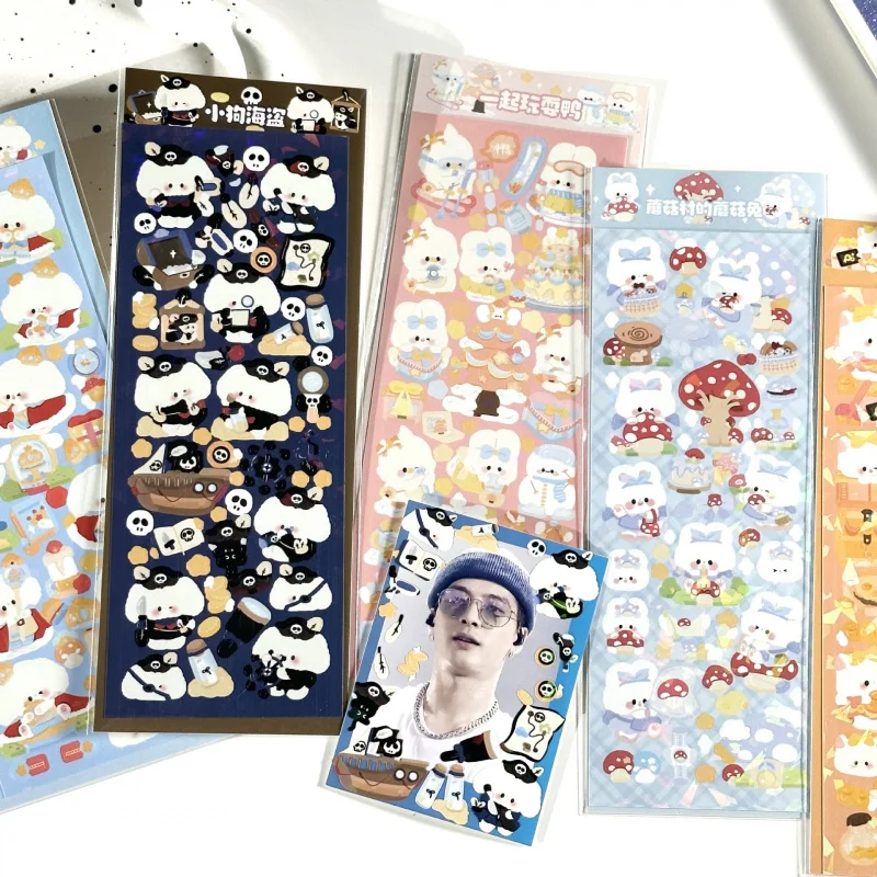 Cute Cartoon Animal Stickers Kawaii Dog Cat Duck Rabbit Sticker Handbook Photo Star Card Diary Notebook DIY Decorative Stickers