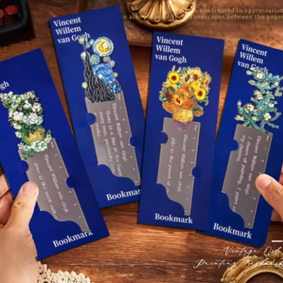 1 Stück/6 Stück Sonnenblumen-Metallquastenanhänger, Malerei-Lesezeichen-Anhänger, dekoratives Schreibwaren-Zubehör, Ölgemälde-Lesezeichen