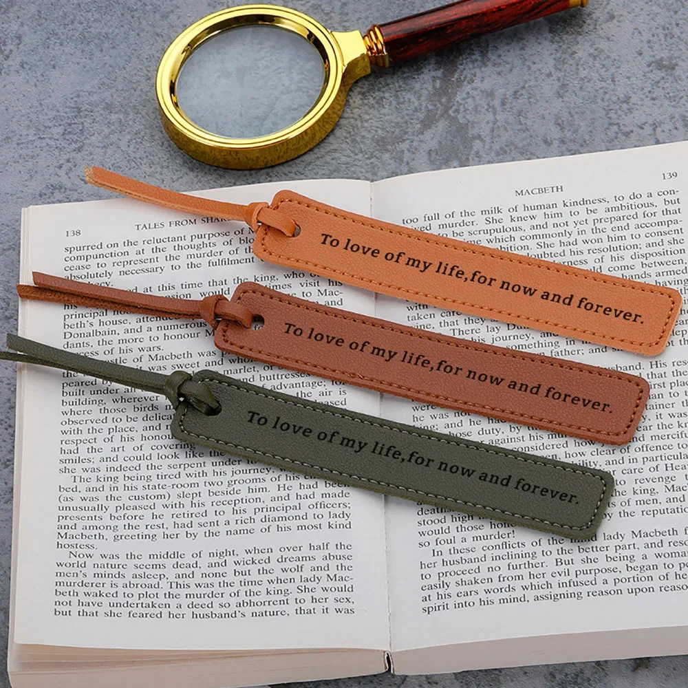 

To Love of My Life for Now and Forever Leather Bookmark 3rd Anniversary Gift for Husband Wife Couples Valentines Day Present