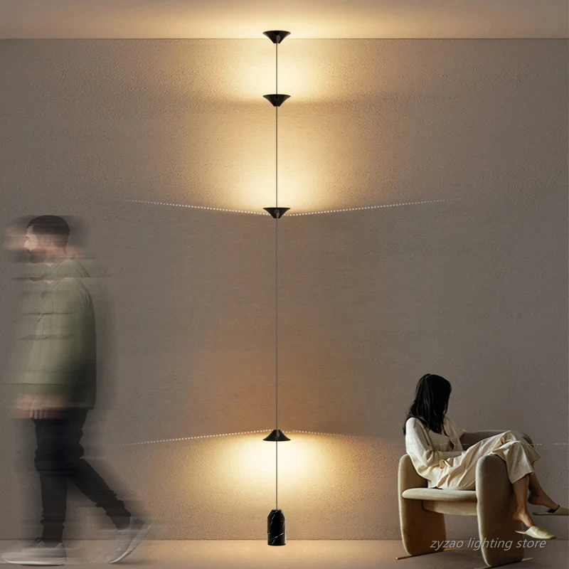 Modern Living Room Hallway Wall Floor Lamp Cone Desigh Art Decorative Iron Hanging Cable Floor Lamp For Bedroom Indoor LED Lamp